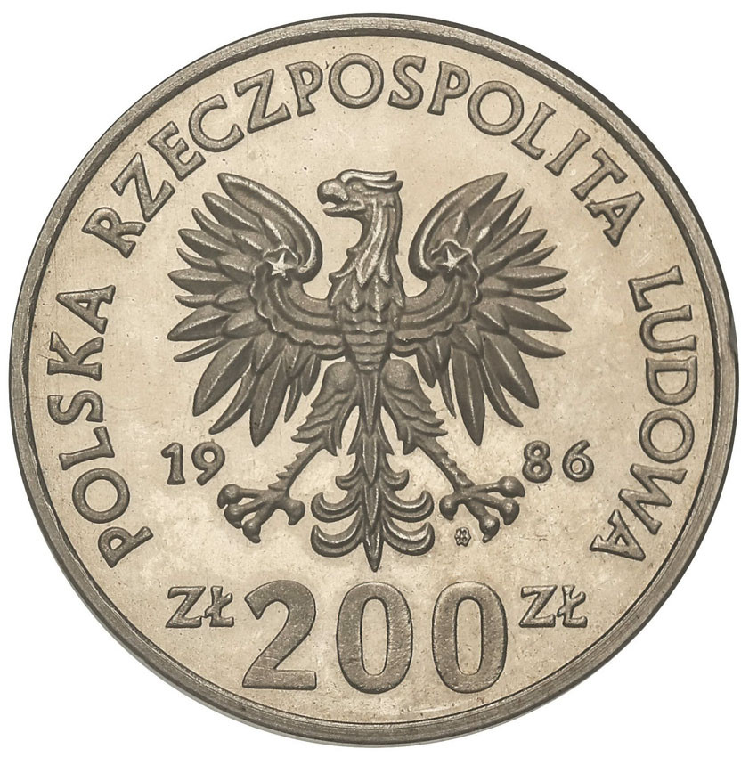 PRL. PRÓBA Nikiel 200 złotych 1986 Łokietek